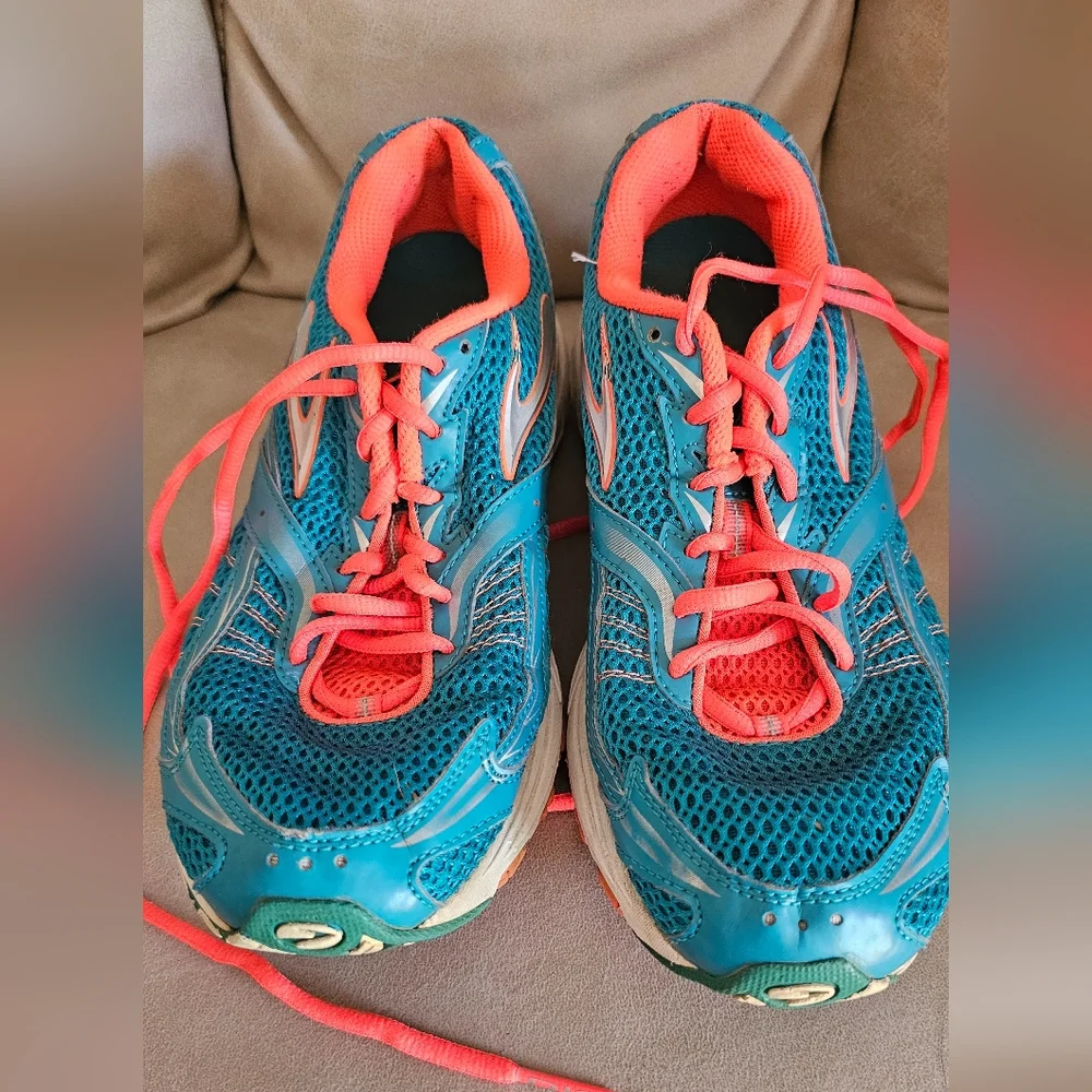 Brooks bright blue and‎ orange sneakers size 10